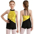 thumbnail image 1 of TiaoBug Kids Girls Sparkly Sequins Sleeveless Gymnastics Leotard Figure Ice Skating Dancewear Yellow 12, 1 of 6