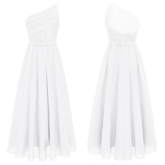 TiaoBug Kids Girls Special Occasion Dress One Shoulder Junior Bridesmaid Wedding Dresses