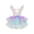 thumbnail image 1 of TiaoBug Kids Girls Swan Lake Performance Dance Costume Sequins Ruffle Sleeve Ballet Dance Tutu Dress Light Blue 16, 1 of 7