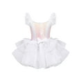 thumbnail image 1 of TiaoBug Kids Girls Swan Lake Performance Dance Costume Sequins Ruffle Sleeve Ballet Dance Tutu Dress White 10, 1 of 5