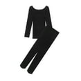 thumbnail image 1 of TiaoBug Kids Girls Thermal Underwear Gymnastics Ballet Dance Undergarments Long Sleeve Top Elastic Waistband Legging Pants Set Black 10, 1 of 7