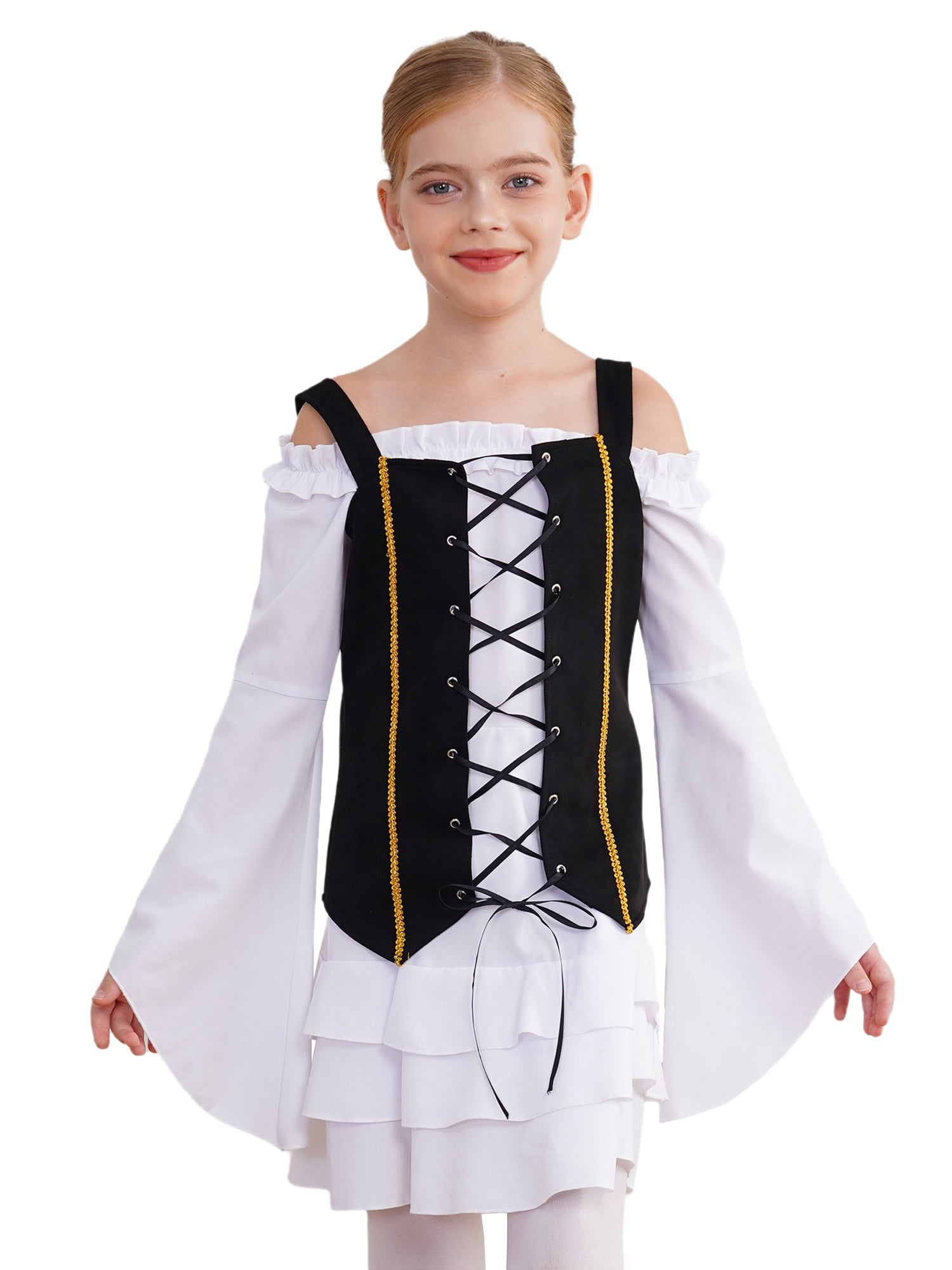 TiaoBug Kids Girls Victorian Pirates Queen Dress up Off Shoulder Dress ...