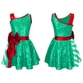 thumbnail image 1 of TiaoBug Kids Girls Xmas Festive Dress Jumpsuit Leotard Christmas Elf Dress Up 4-14 Green 8, 1 of 6