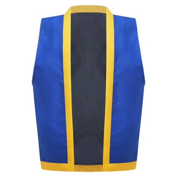 TiaoBug Kids Gothic Vintage Vest Open Front Fully Lined Dressy Waistcoat Halloween Dress Up Royal Blue 10-12