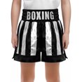 thumbnail image 1 of TiaoBug Kids Muay Thai Shorts Boys Girls Boxing Training Bottoms Shiny Metallic MMA Shorts Black Silver 10, 1 of 5