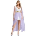 thumbnail image 1 of TiaoBug Ladies Greek Queen Princess Toga Flowy Split Dress Roman Empress Greek Party Costume Lavender XL, 1 of 5