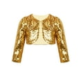 thumbnail image 1 of TiaoBug Little Big Girls Sequins Long Sleeve Bolero Shrug Party Dresscoat Hip Hop Street Dance Jacket Gold 160, 1 of 7