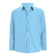 thumbnail image 1 of TiaoBug Little Boy's Button Down Oxford Shirt with Pocket Casual Tops Solid Color School Uniform Light Blue 9-10, 1 of 4