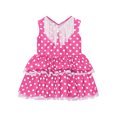 thumbnail image 1 of TiaoBug Little Girls Sleeveless Tassels Fringe V-Neck Tank Dress Princess Polka Dots Layered Tutu Party Dresses Rose Red 12-18M, 1 of 4