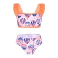 thumbnail image 1 of TiaoBug Little Girls Summer Mermaid Swimwear Fish Scales Tankini Swimsuit Ruffle Flower Sleeve Crop Top with Briefs Pink Orange 6, 1 of 7
