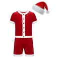 thumbnail image 1 of TiaoBug Men Christmas Santa Claus Cosplay Costume Boxers Leotard Bodysuit with Hat Xmas Party Outfits B Red L, 1 of 7