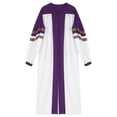 thumbnail image 1 of TiaoBug Men Color Block Clergy Church Robe Loose Fit Long Sleeve Graduation Maxi Gown Purple XL, 1 of 7