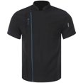 thumbnail image 1 of TiaoBug Men Professional Chef Jacket Stand Collar Short Sleeve Hotel Restaurant Jacket Coat Top Black XL, 1 of 7