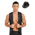thumbnail image 1 of TiaoBug Men Sequin Vest Sleeveless Tuxedo Waistcoat Jacket With Hat Jazz Dance Costume Black XL, 1 of 7