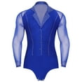 thumbnail image 1 of TiaoBug Men Sheer Mesh Dance Shirts Gymnastics Bodysuit Salsa Samba Cha Cha Tango Dance Leotard Blue M, 1 of 7