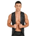 thumbnail image 1 of TiaoBug Men Sleeveless Sparkling Jazz Dance Vest Tops Button Waistcoat Disco Party Suit Clubwear Black 4XL, 1 of 7