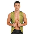 thumbnail image 1 of TiaoBug Men Sleeveless Sparkling Jazz Dance Vest Tops Button Waistcoat Disco Party Suit Clubwear Gold M, 1 of 7