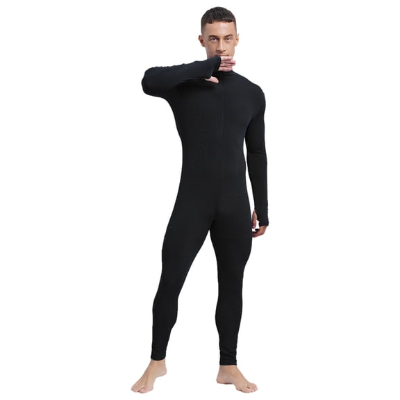 TiaoBug Men Spandex Athletic Jumpsuit Full Body Skin-Tight Unitards Bodysuit Catsuit Dance Costume Black XL