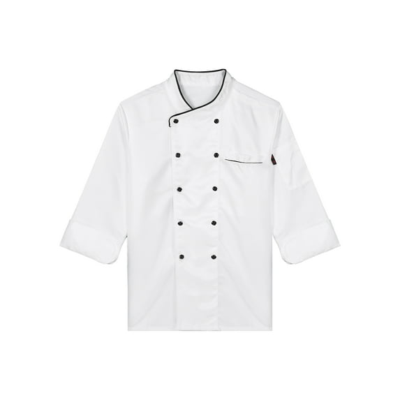 TiaoBug Men Women Chef Coats Unisex Premuim Chef Jacket Short Sleeve Double-Breasted Cooking Working Unifroms White Long Sleeve 4XL