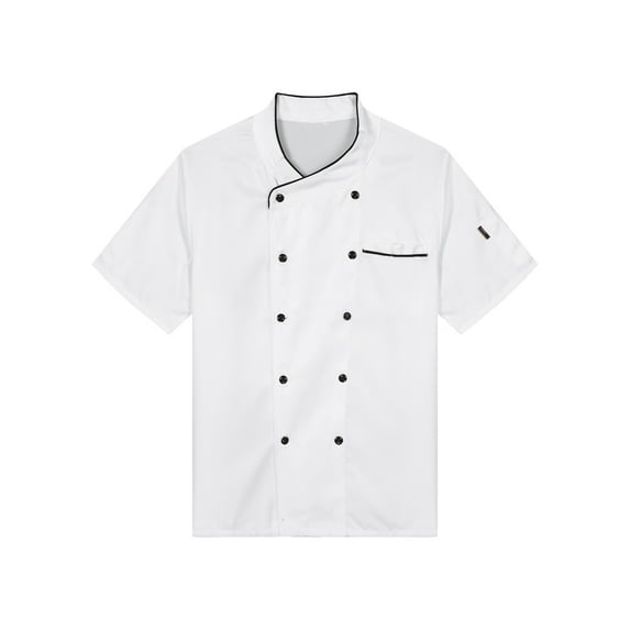 TiaoBug Men Women Chef Coats Unisex Premuim Chef Jacket Short Sleeve Double-Breasted Cooking Working Unifroms White Short Sleeve M