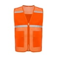 thumbnail image 1 of TiaoBug Men Women High Visibility Reflective Safety Vest Breathable Mesh Zipper Vest Work Outdoor Activities Orange 170-L, 1 of 5