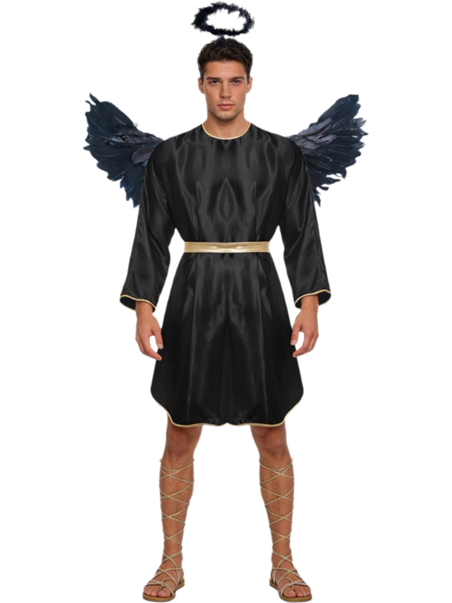 TiaoBug Men's Angel Dress Gold Trim Batwing Sleeve Robe with Wings and ...