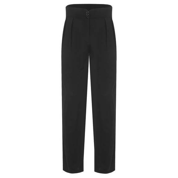 TiaoBug Men's Black Latin Dance Pants for Tango Modern Ballroom Rumba Samba Salsa Performance Trousers Competition Black L