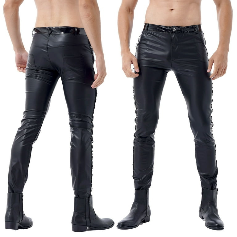 【diante】SYNTHETIC LEATHER SKINNY PANTS 2025 Faux Leather Pants Womans High Rise Stretch Full Length