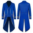 thumbnail image 1 of TiaoBug Men's Gothic Tailcoat Steampunk Jacket Medieval Frock Coat Victorian Halloween Party Cosplay Costume Blue L, 1 of 7