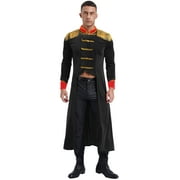 TiaoBug Men's Halloween Circus Ringmaster Costume Velvet Tailcoat Jacket Festive Rave Party Clubwear Black L