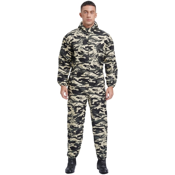 TiaoBug Men's Mechanic Uniforms One Piece Mechanics Workshop Worker Overalls Long Sleeve Jumpsuit Camouflage M/165