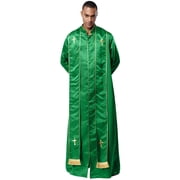 TiaoBug Men's Priest Robe Metallic Shiny Clergy Dress Pastor Preachers Cassock Worship Gown Church Outfit Green 3XL