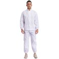 thumbnail image 1 of TiaoBug Men's Resistant Work Outfits Long Sleeve Front Zip Coat And Long Pants Uniform Workwear White L/170, 1 of 7