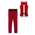 thumbnail image 1 of TiaoBug Men's Santa Claus Cosplay Costume Christmas Party Outfits Santa Velvet Tank Top Long Pants with Belt Set A Red M, 1 of 6