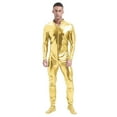 thumbnail image 1 of TiaoBug Men's Shiny Bodysuit Zentai Metallic One Piece Full Body Unitard Jumpsuit Stage Clubwear Gold L, 1 of 3