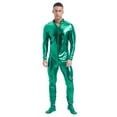 thumbnail image 1 of TiaoBug Men's Shiny Bodysuit Zentai Metallic One Piece Full Body Unitard Jumpsuit Stage Clubwear Green XL, 1 of 3