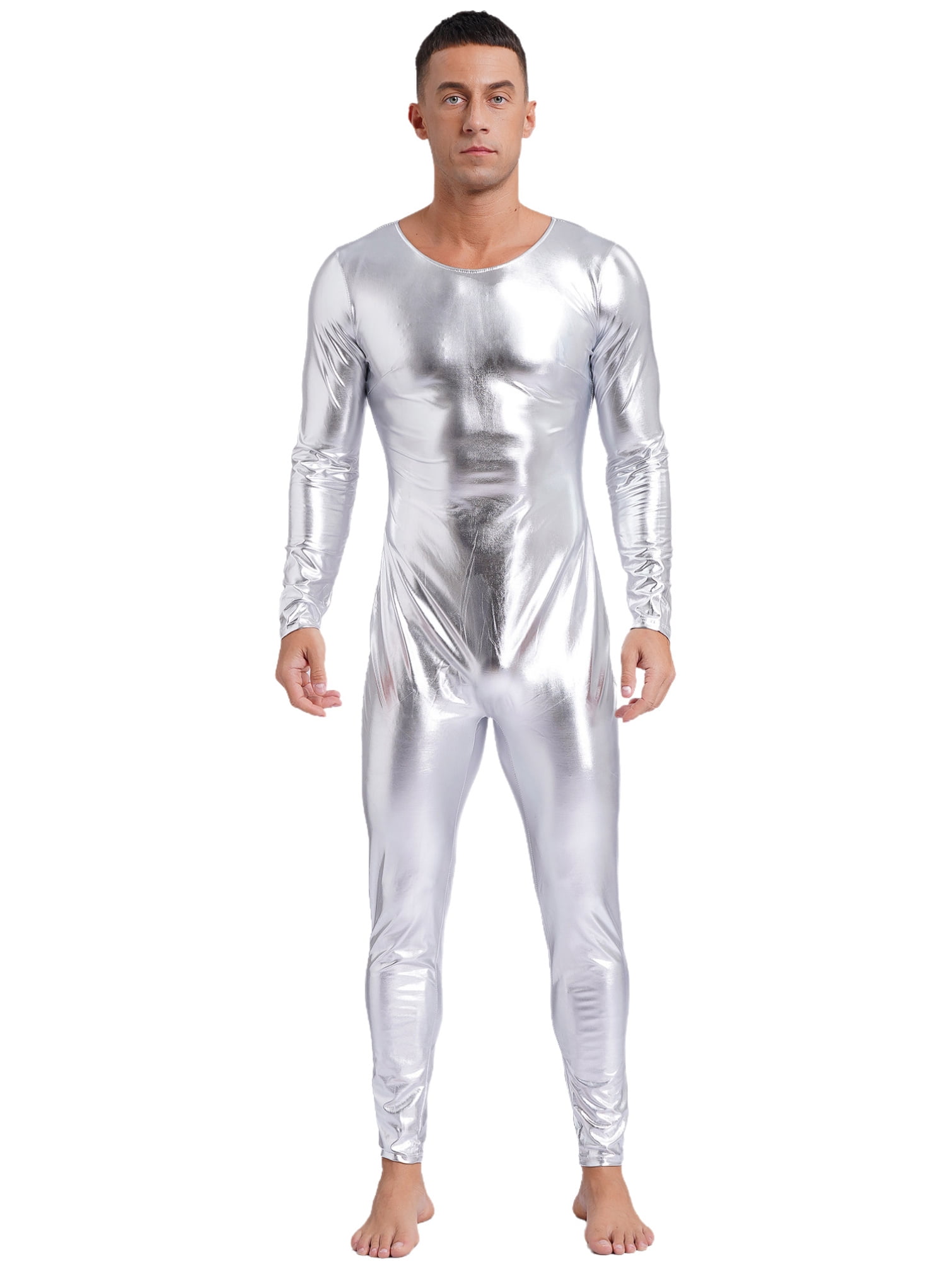 ★★New Balance★★ Saint Hall Bodysuit Monokini 5007763387 TiaoBug Men's Shiny Metallic Bodysuit Unitard Dancewear Long