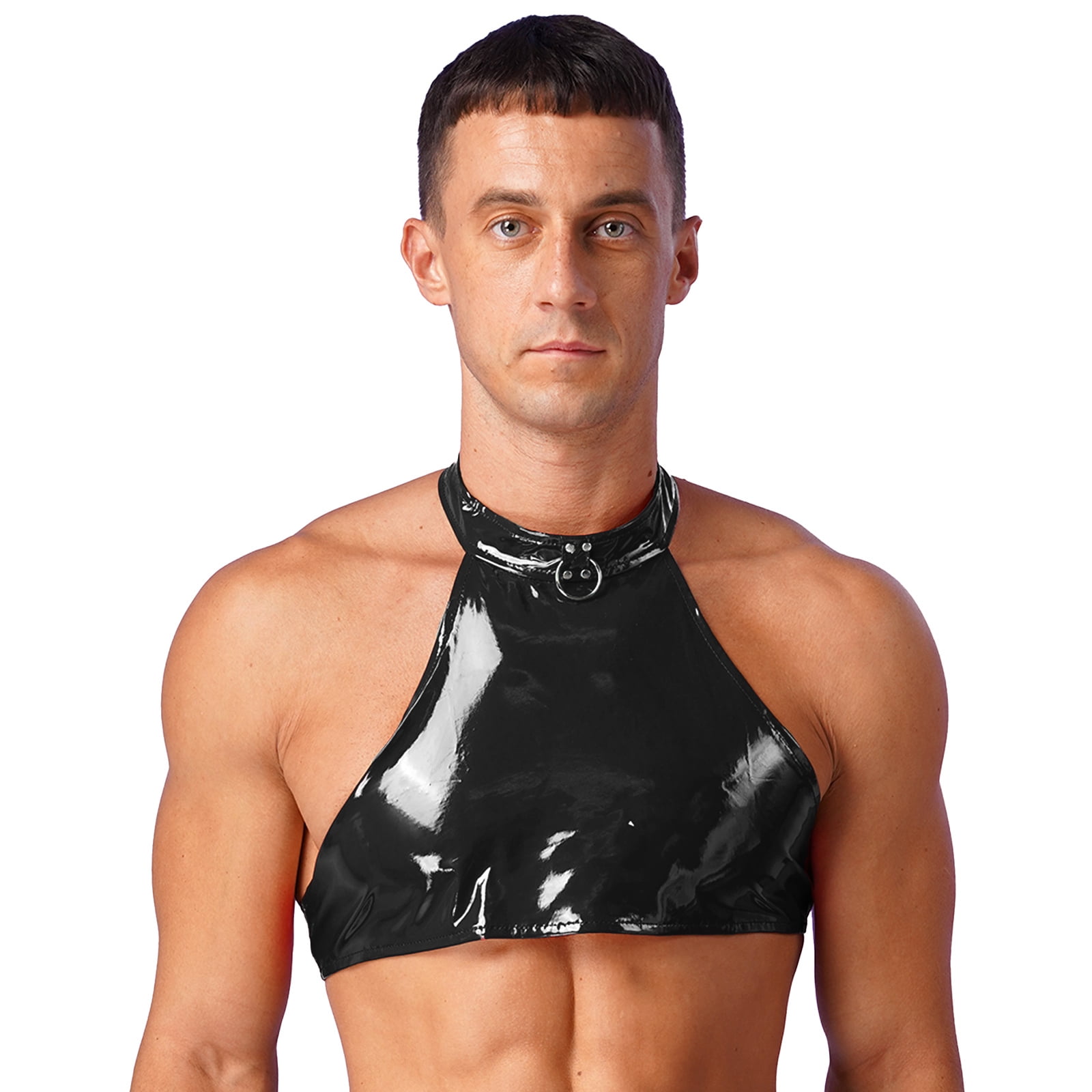 leather halter neck top