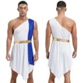 thumbnail image 1 of TiaoBug Men’s Sleeveless One Strap Dress with Sequin Headband Roman Senator Grecian God Costumes Blue XL, 1 of 5