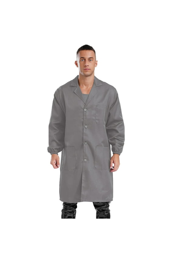 Men's Work Overalls One Piece Wear Resistant Dustproof Work Coat Long Sleeve Lab Coat Gray 190/4XL