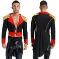 thumbnail image 1 of TiaoBug Mens Circus Magician Halloween Ringmaster Costume Long Sleeve Drum Band Jacket Tailcoat Black XL, 1 of 7