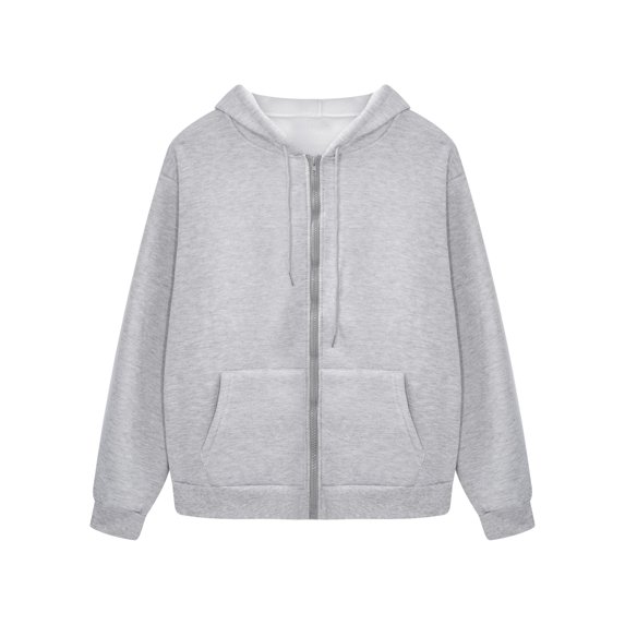 TiaoBug Mens Full-Zip Hoodie Long Sleeve Drawstring Hooded Sweatshirts with Pockets Gray Type B 3XL