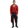 thumbnail image 1 of TiaoBug Mens Halloween Medieval Tailcoat Jacket Long Sleeve Steampunk Frock Coat Red L, 1 of 5