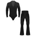 thumbnail image 1 of TiaoBug Mens Latin Tango Rumba Dance Outfit Long Sleeve Shiny Rhinestones Leotard with Flared Pants Black XL, 1 of 7