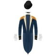 thumbnail image 1 of TiaoBug Mens Lion Tamer Costume Sets Circus Ringmaster Outfits Jacket with Hat Collar Gloves Dark Blue 3XL, 1 of 7