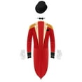thumbnail image 1 of TiaoBug Mens Lion Tamer Costume Sets Circus Ringmaster Outfits Jacket with Hat Collar Gloves Red 3XL, 1 of 7