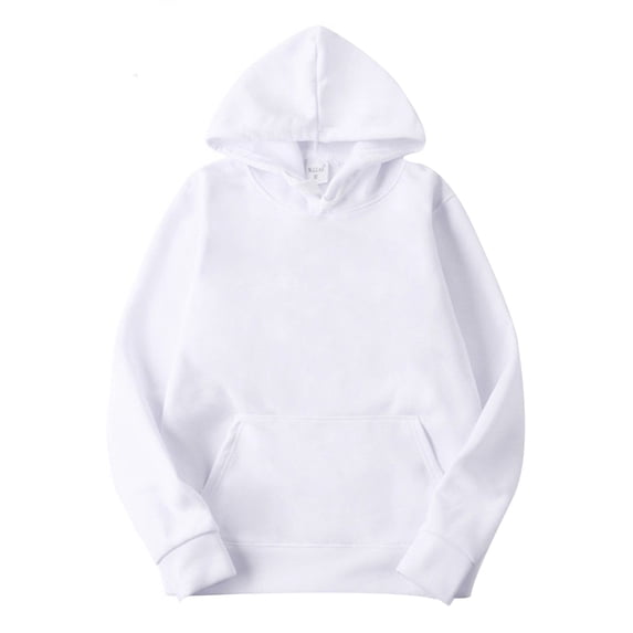 TiaoBug Mens Long Sleeve Drawstring Hooded Sweatshirt Athletic Sports Workout Plain Hoodies Top White L