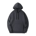 thumbnail image 1 of TiaoBug Mens Long Sleeves Drawstring Hooded Sweatshirt Pullover Casual Plain Hoodie Warm Thermal Tops Dark Gray A S, 1 of 2