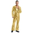 thumbnail image 1 of TiaoBug Mens Movie Star Jumpsuit sHINY Metallic Singer Dancer Leotard Halloween Party Costume Gold L, 1 of 7