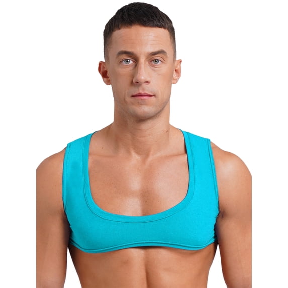 TiaoBug Mens Muscle Tank Tops Sleeveless Bodybuilding Crop Vest Gym Workout Undershirts Blue M